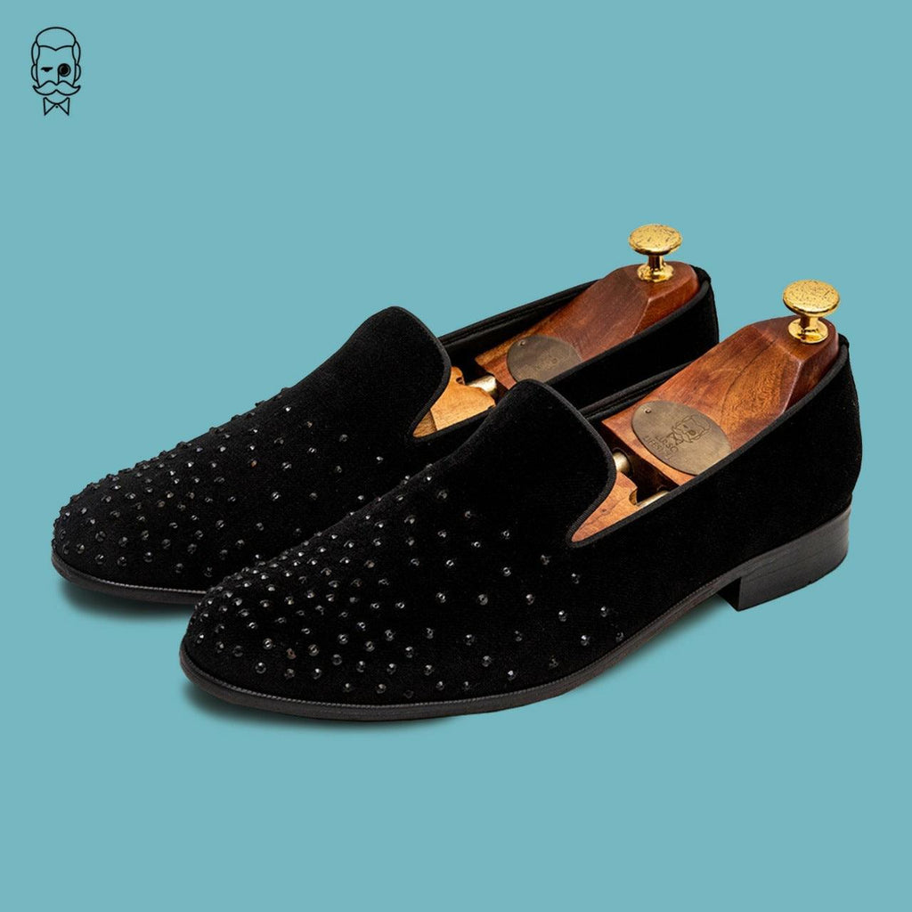 BENTLE | BLACK VELVET SEQUIN SLIP-ON - By Lusso