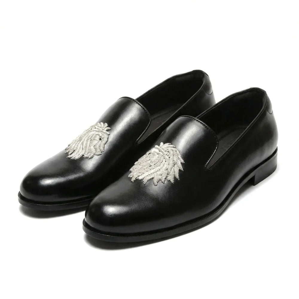 Simvara | Black Zardozi Loafers