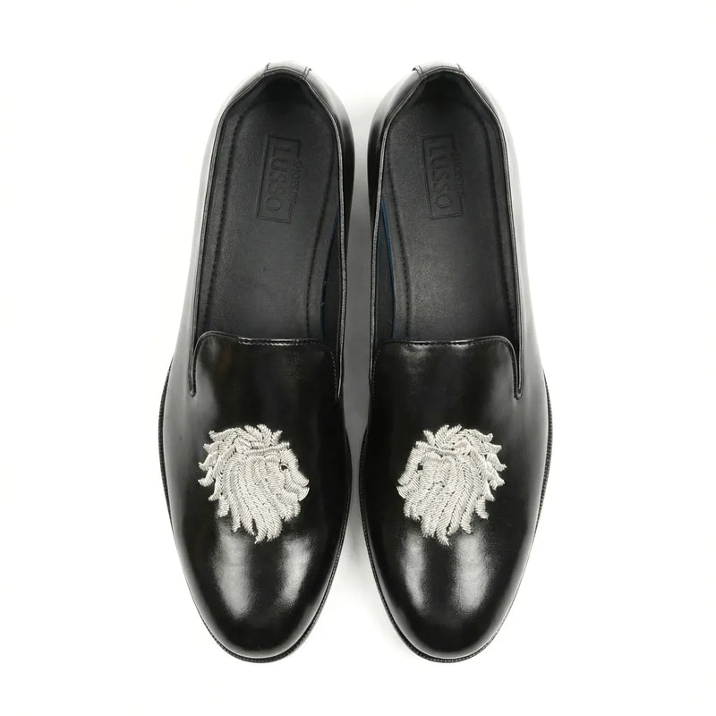 Simvara | Black Zardozi Loafers