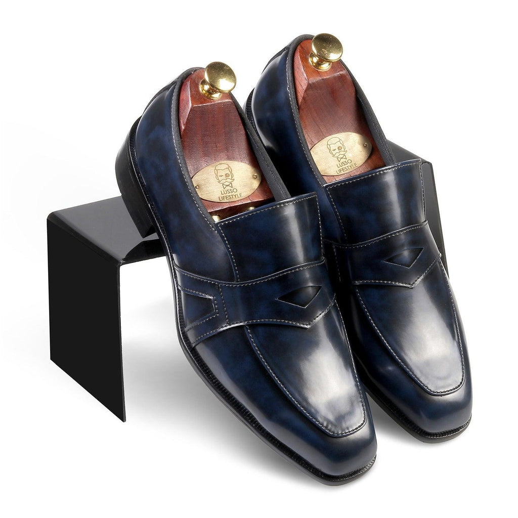 HUDSON - BLUE BRUSHOFF SLIP-ON - By Lusso