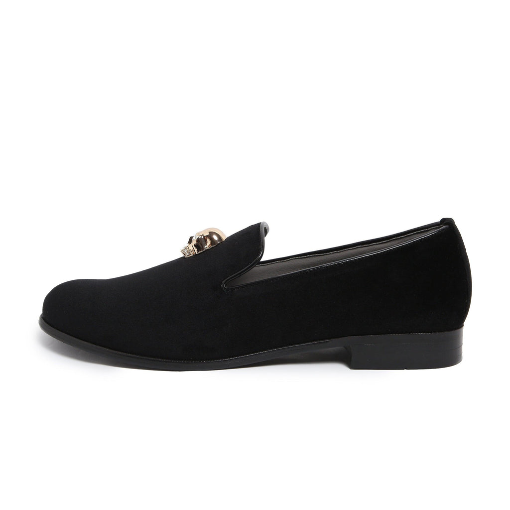 KANE | BLACK VELVET GOLDEN SKULL SLIP-ON - By Lusso