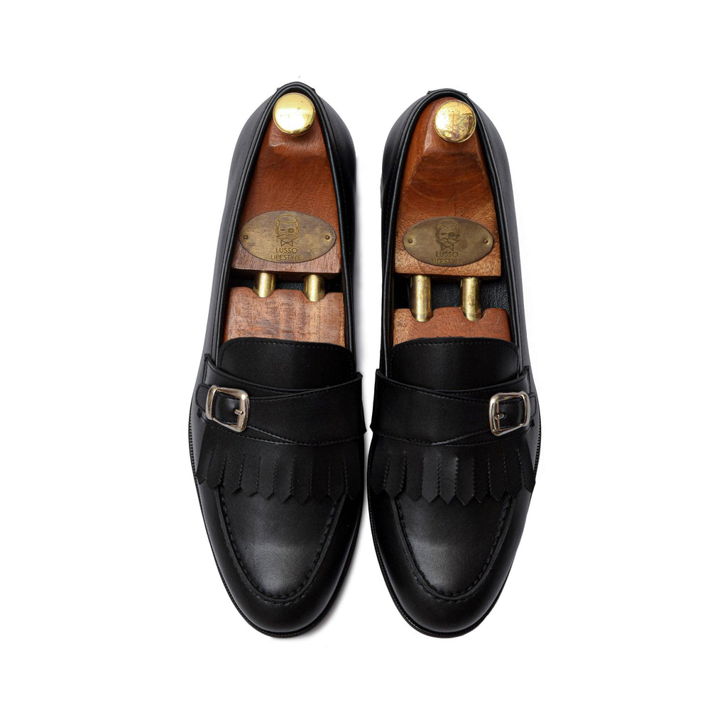 LOCATELLI | BLACK FRINGE SLIP-ON - Lusso Lifestyle