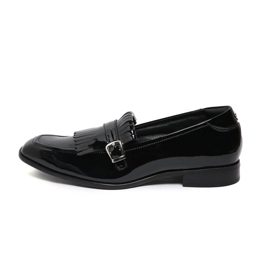LOCATELLI | BLACK PATENT FRINGE SLIP-ON - By Lusso