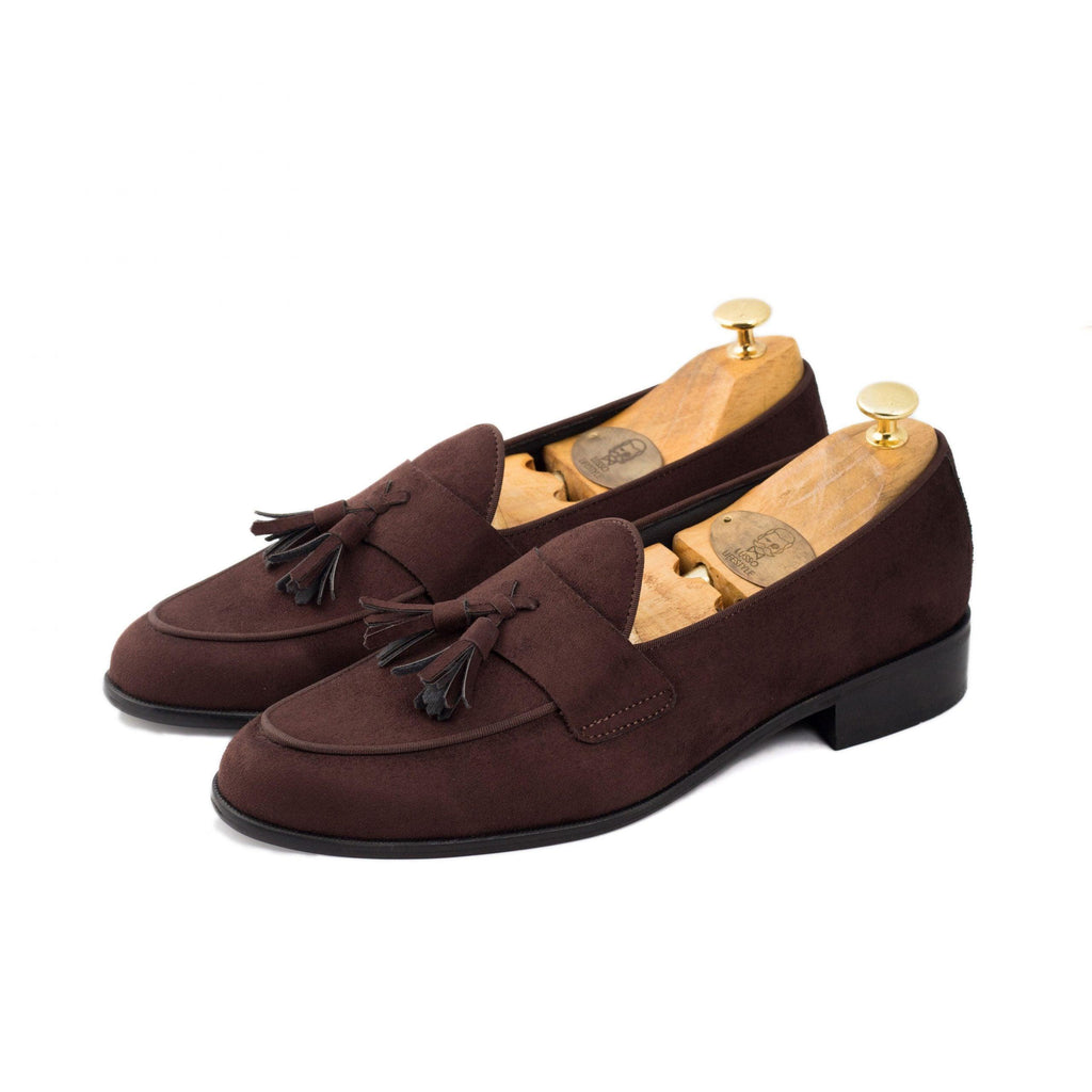 LUNA - BROWN SUEDE TASSEL SLIP-ON - By Lusso