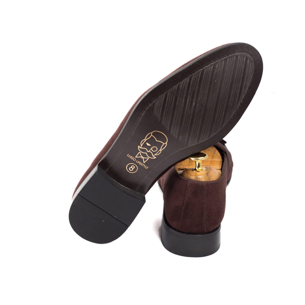 LUNA - BROWN SUEDE TASSEL SLIP-ON - By Lusso