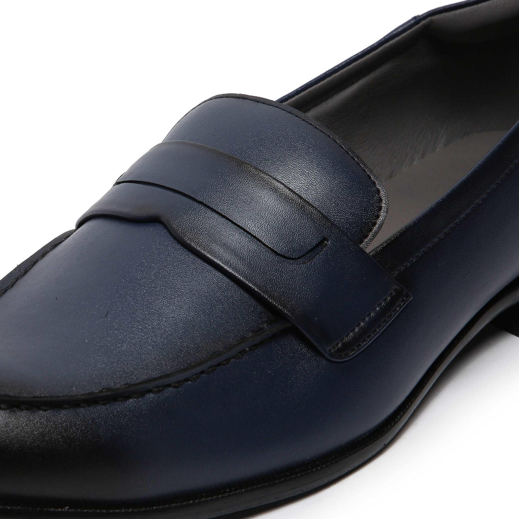 MARCEL - MIDNIGHT BLUE DUAL TONE PENNY SLIP-ON - By Lusso