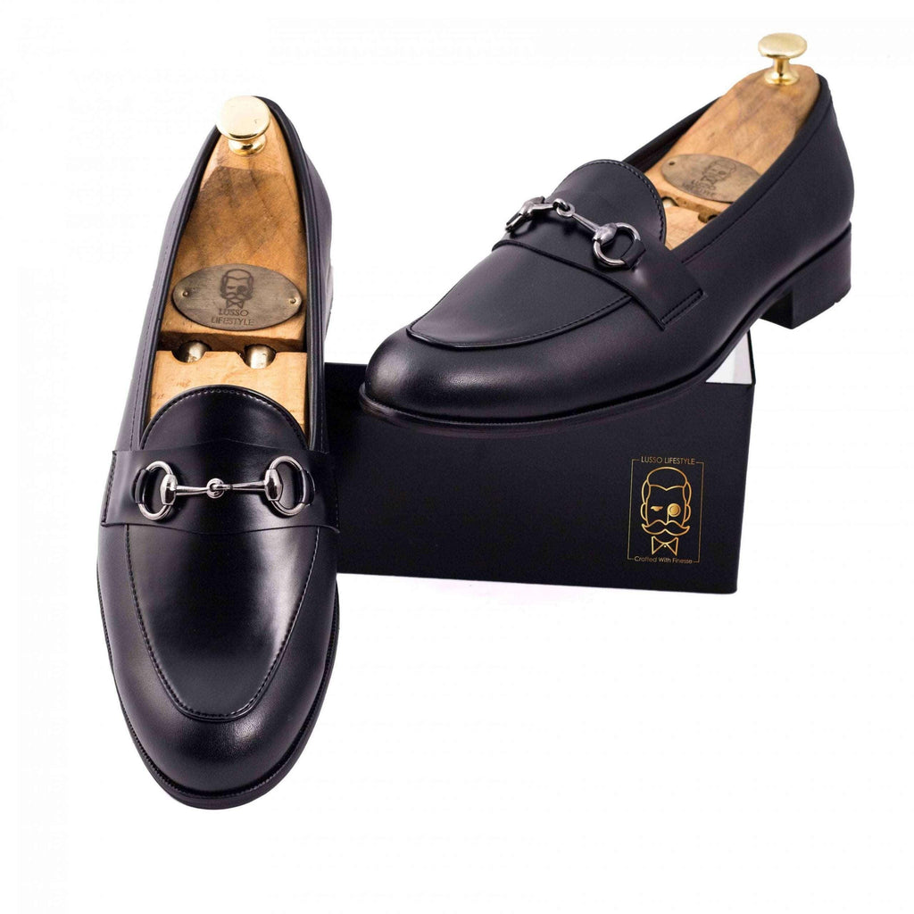 MATTHEW | BLACK HORSEBIT SLIP-ON - By Lusso
