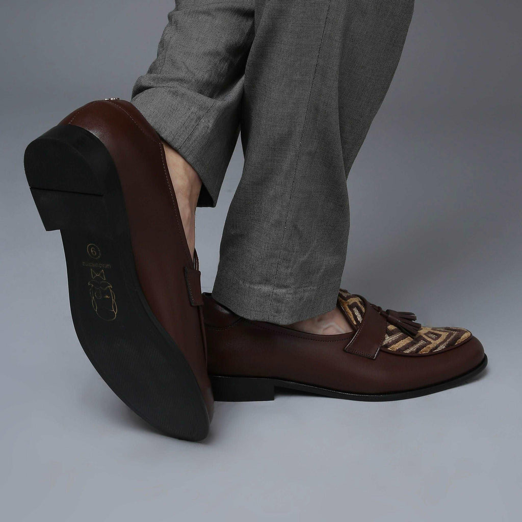 MUSK | DARK TAN TASSEL SLIP-ON - By Lusso