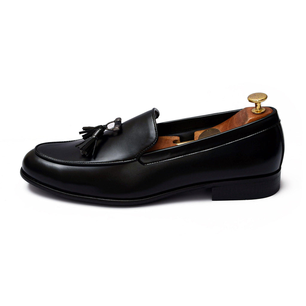 RHINO | BLACK METAL TASSEL SLIP-ON - By Lusso