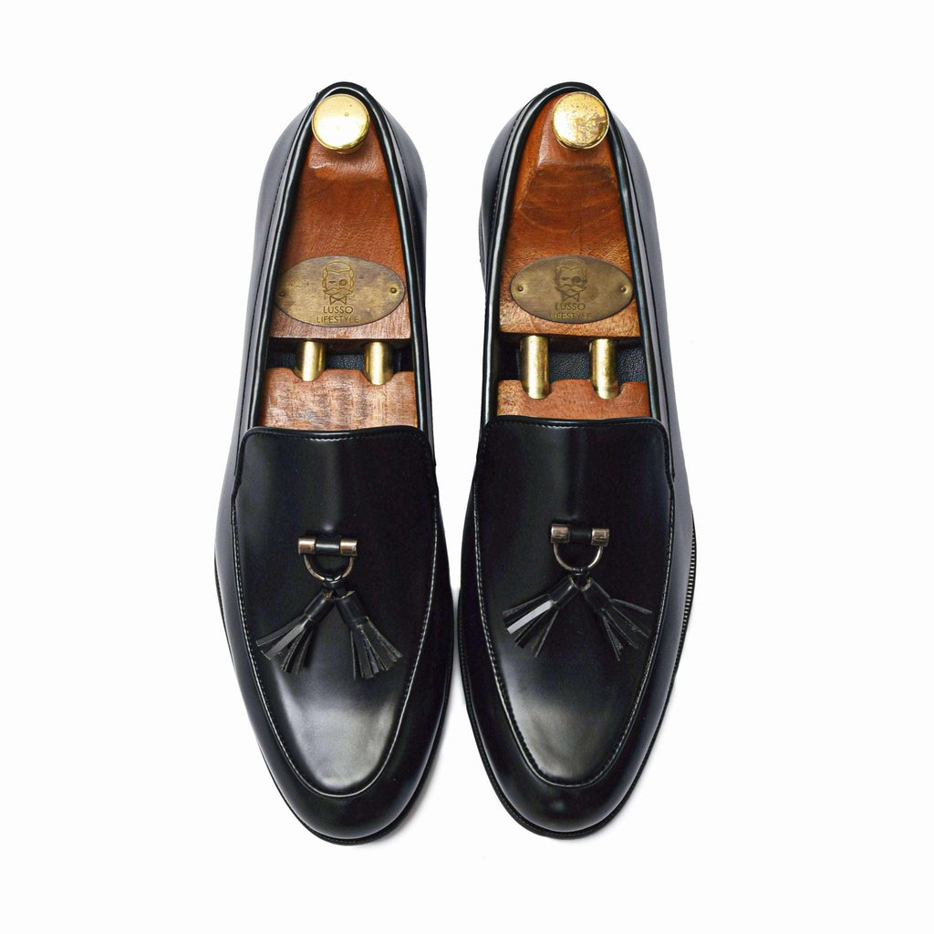 RHINO | BLACK METAL TASSEL SLIP-ON - By Lusso