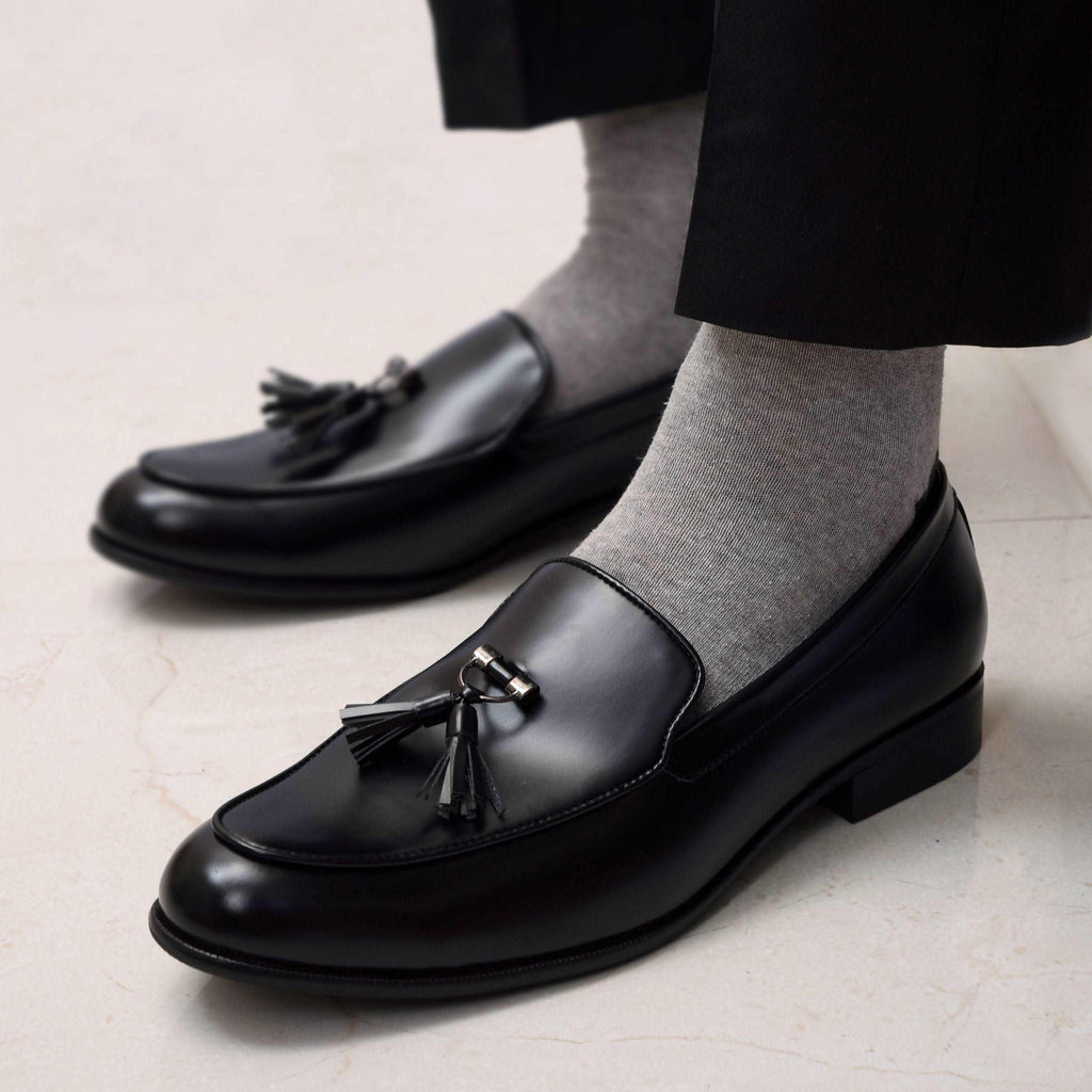RHINO | BLACK METAL TASSEL SLIP-ON - By Lusso