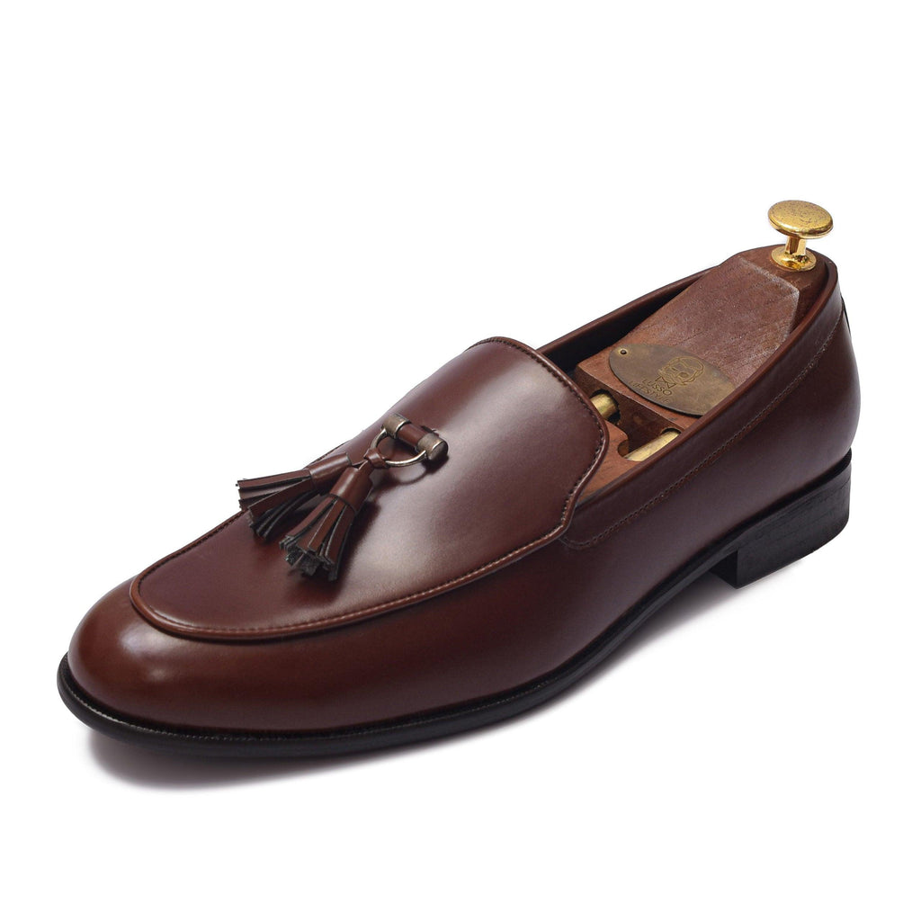 RHINO | TAN METAL TASSEL SLIP-ON - By Lusso