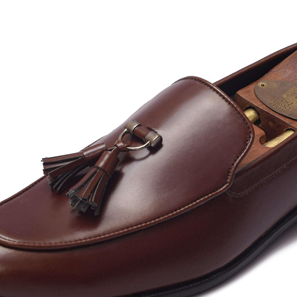 RHINO | TAN METAL TASSEL SLIP-ON - By Lusso