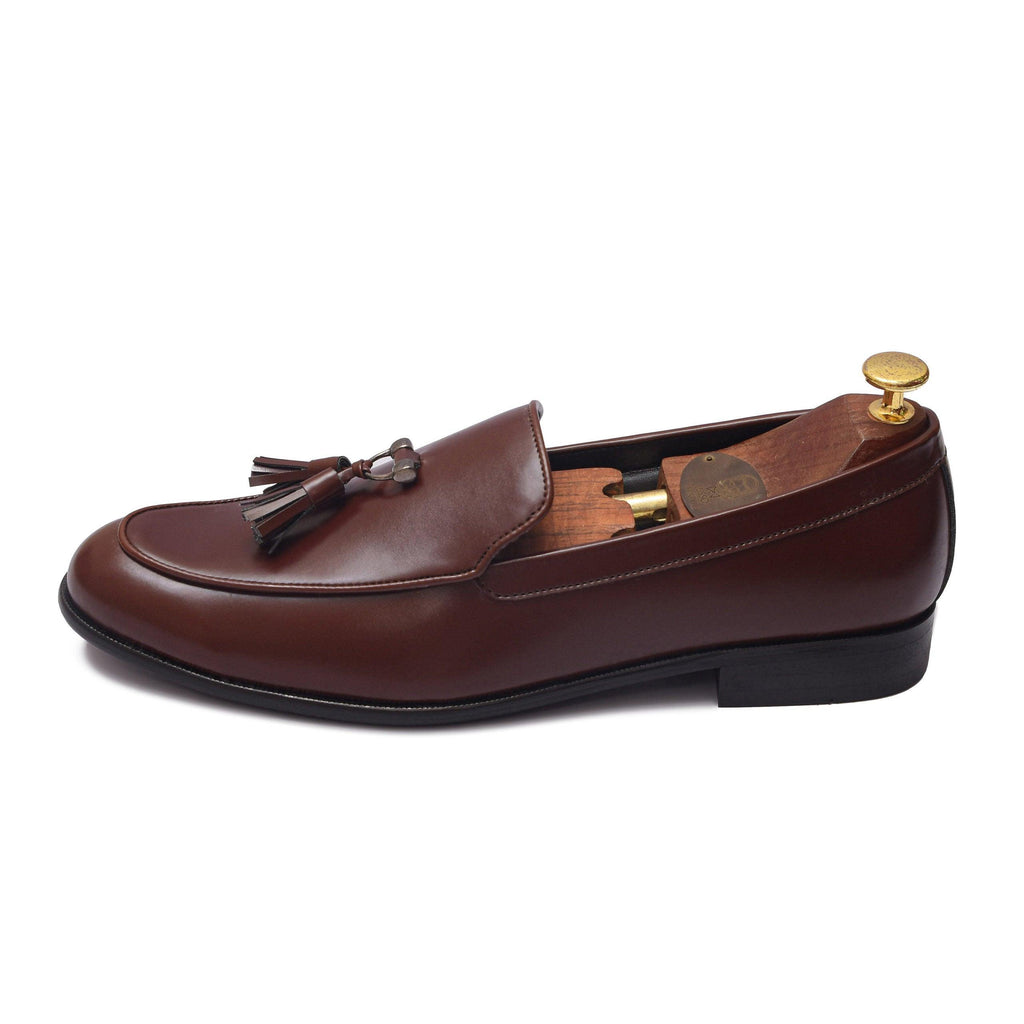 RHINO | TAN METAL TASSEL SLIP-ON - By Lusso
