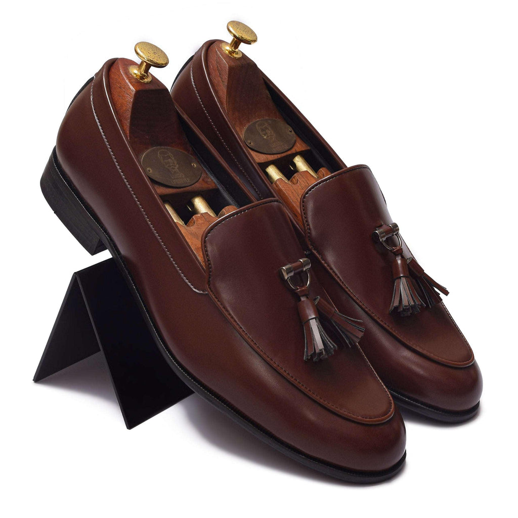 RHINO | TAN METAL TASSEL SLIP-ON - By Lusso