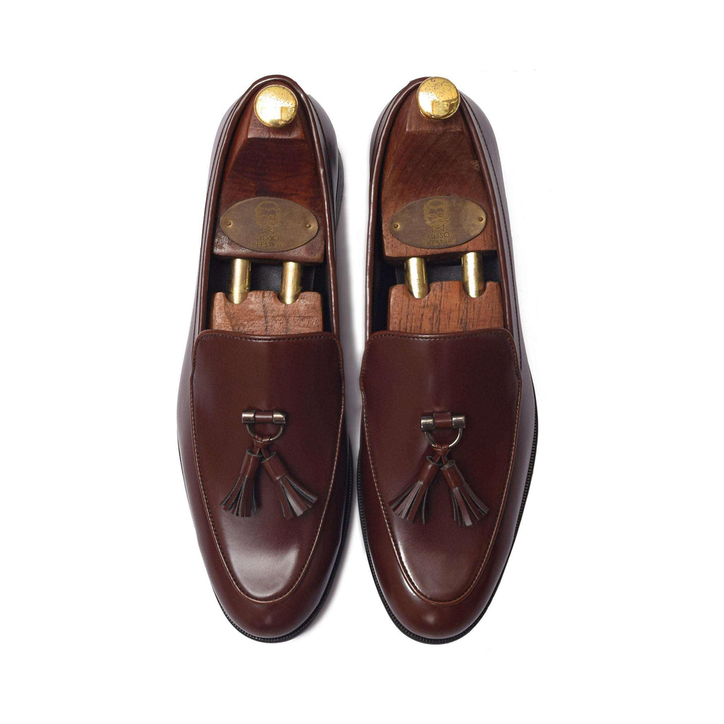 RHINO | TAN METAL TASSEL SLIP-ON - By Lusso