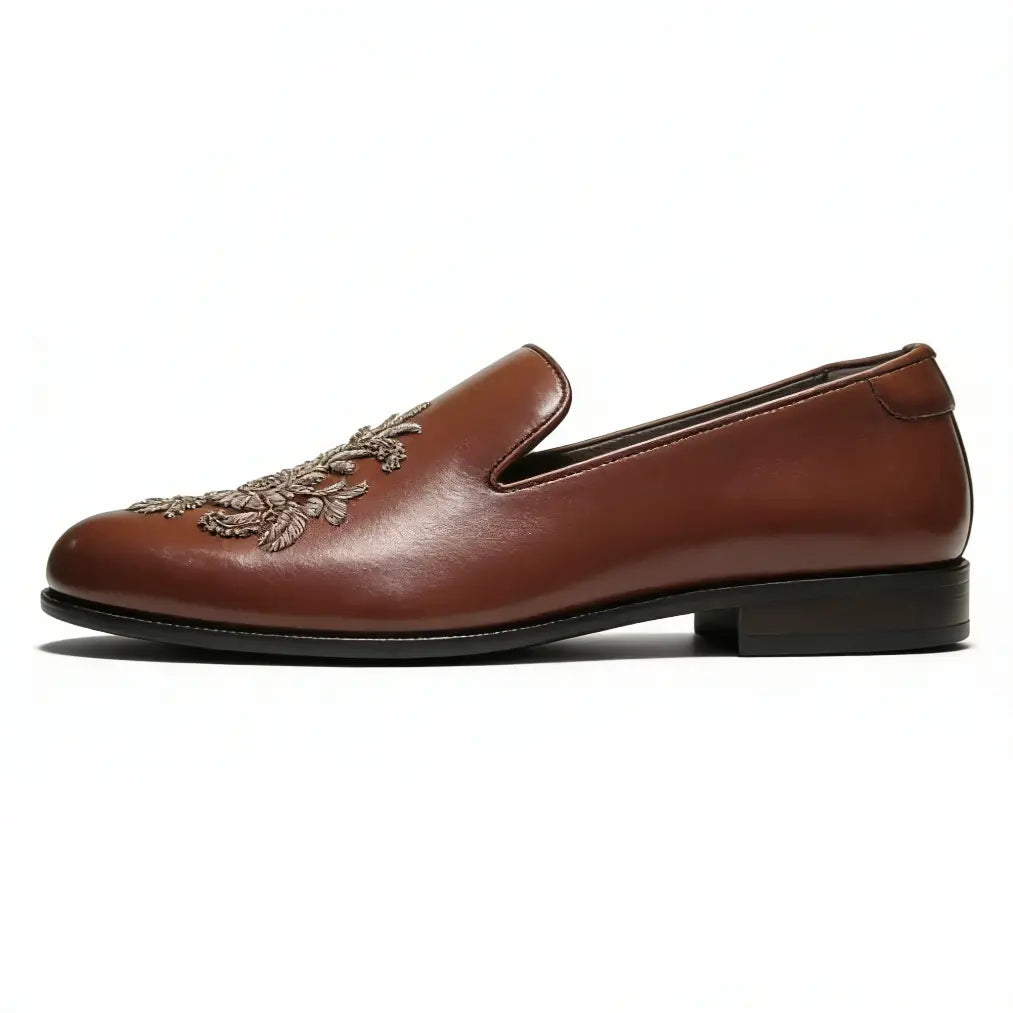 Mehroz - Tan Zardozi Loafers
