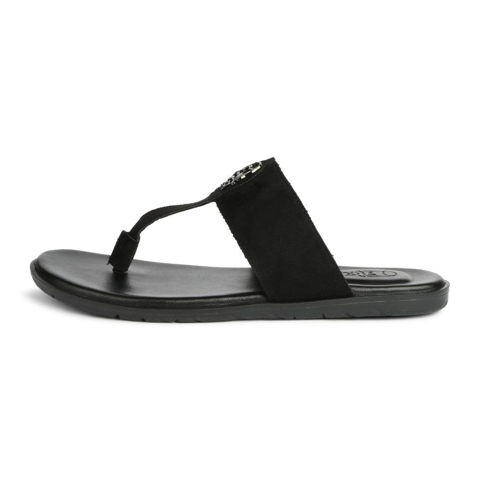 Soho - Black Suede Signature Slippers - By Lusso