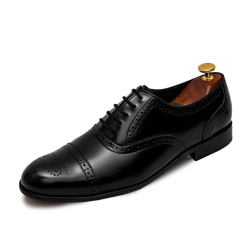 TERRY- BLACK BROGUE LACE UP - By Lusso