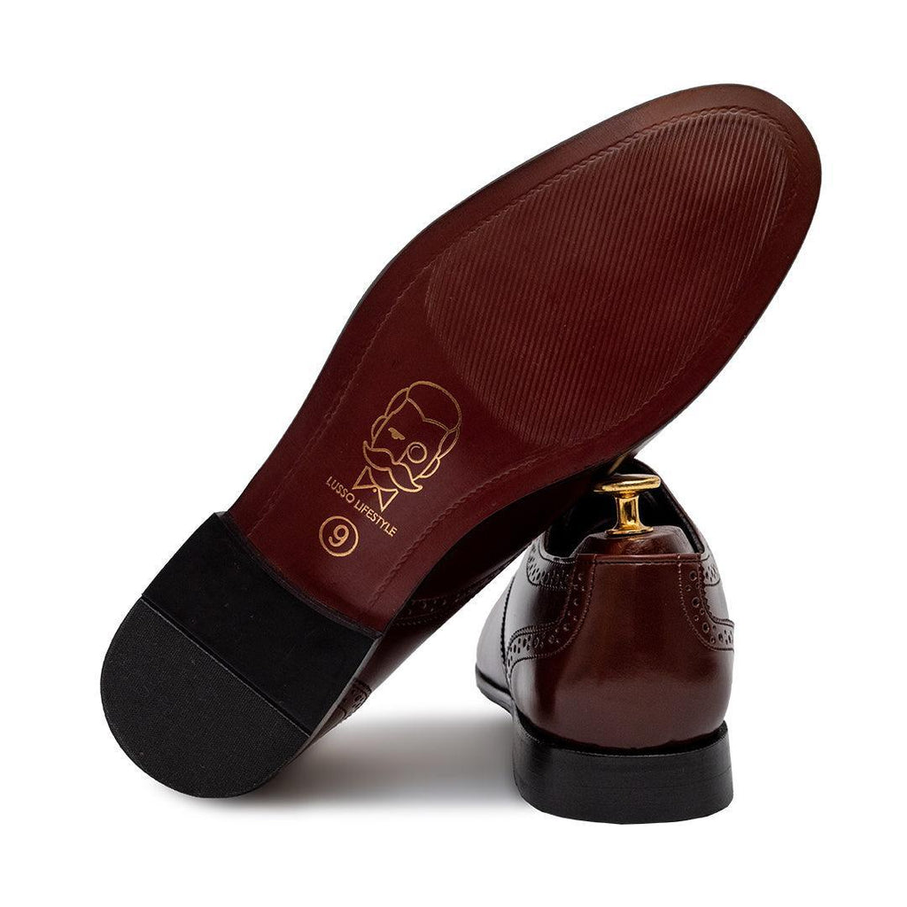 TERRY- BROWN BROGUE LACE UP - By Lusso