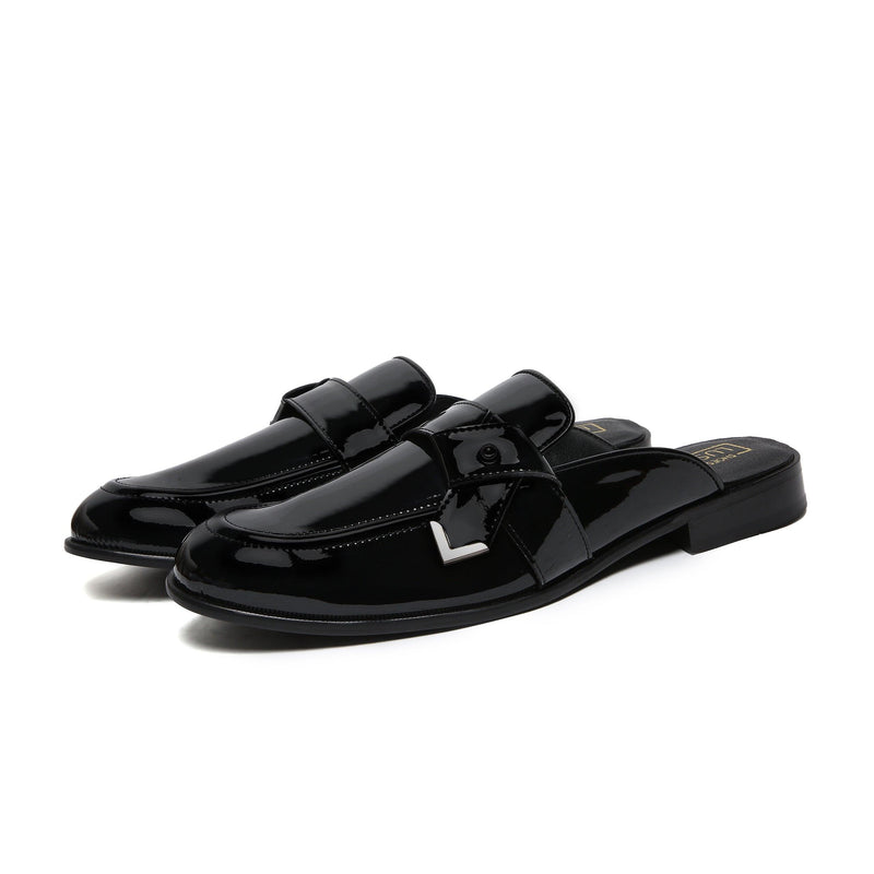LUMBERG - PATENT BLACK SIDE LATCH MULE - By Lusso