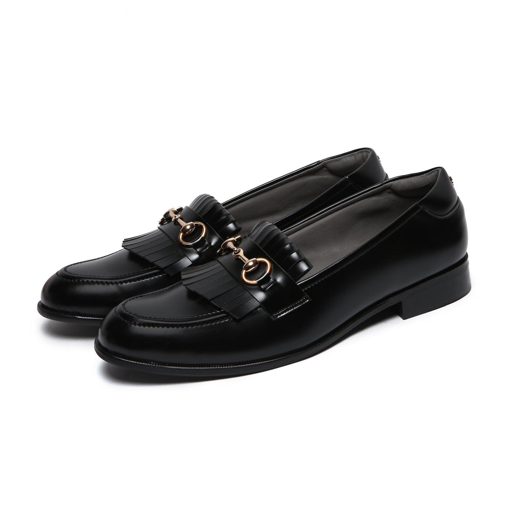 Gustoso Black | Horsebit Fringe Slip-On
