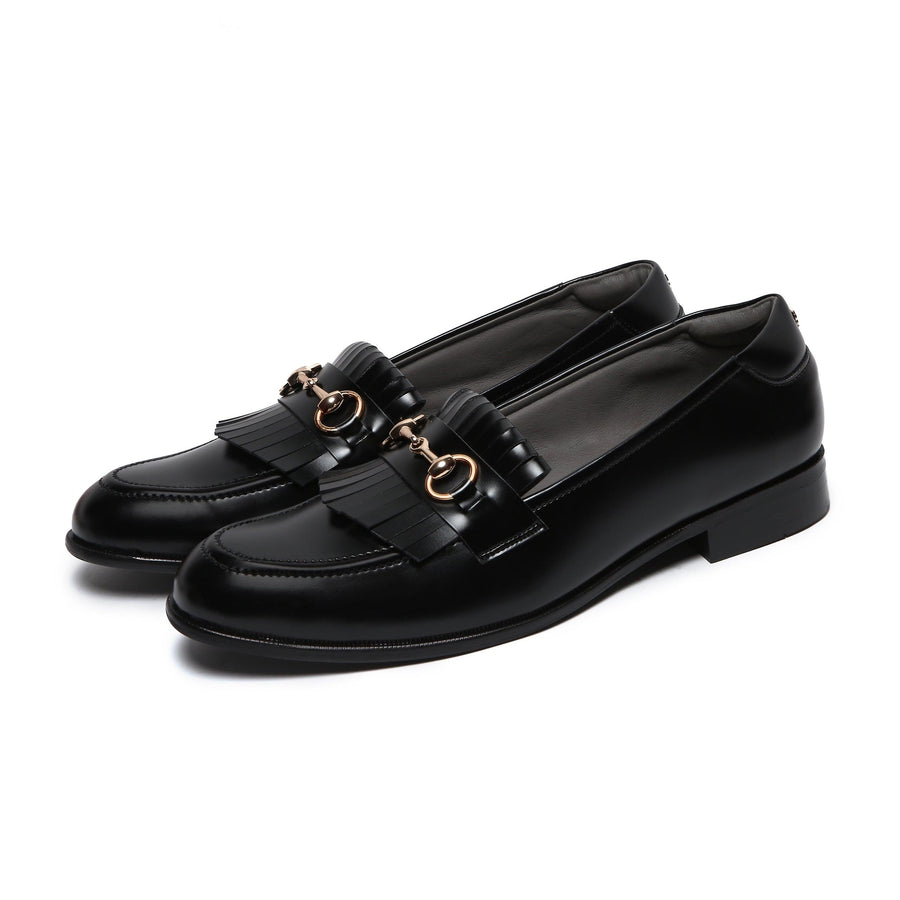 GUSTOSO BLACK | HORSEBIT FRINGE SLIP-ON - By Lusso