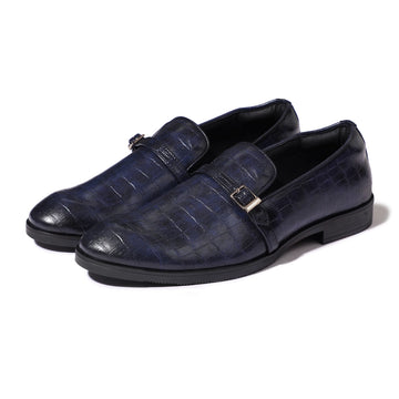 Morris- Blue Croco Belt Slipon - By Lusso