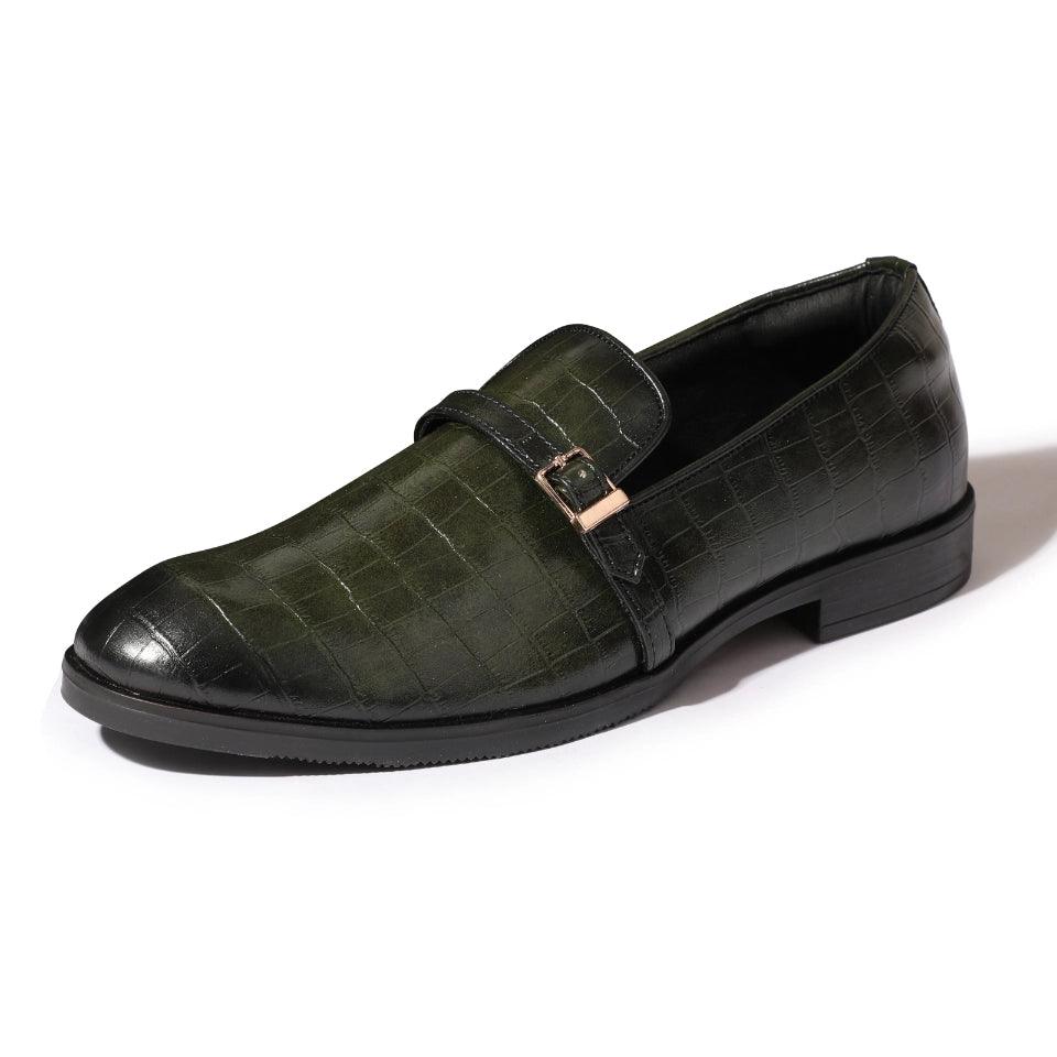 Morris- Green Croco Belt Slipons - By Lusso