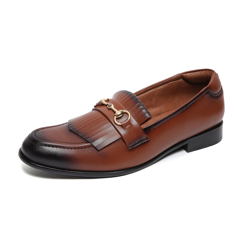 GUSTOSO LIGHT TAN | GOLDEN HORSEBIT FRINGE SLIP-ON - By Lusso
