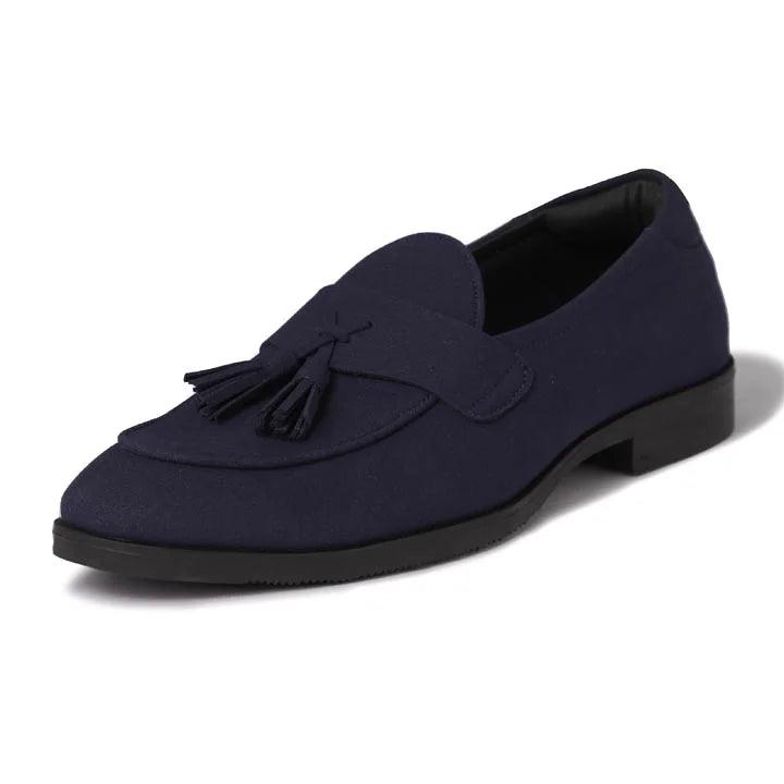 El Moho - Navy Blue Suede Tassel Slip-On - By Lusso