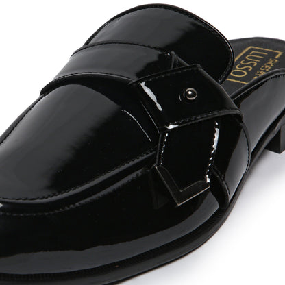 LUMBERG - PATENT BLACK SIDE LATCH MULE - By Lusso