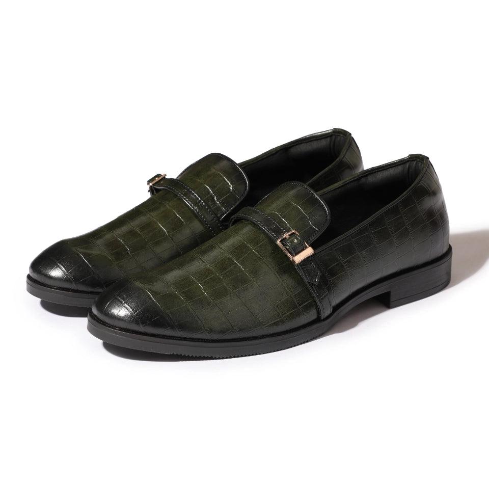 Morris- Green Croco Belt Slipons - By Lusso