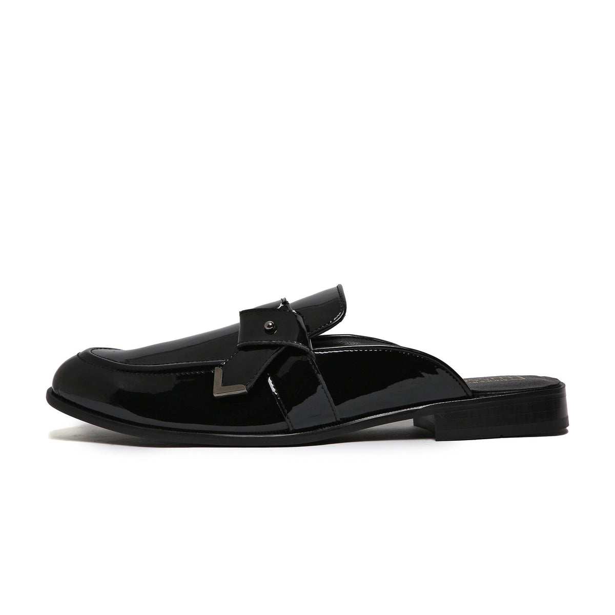 LUMBERG - PATENT BLACK SIDE LATCH MULE - By Lusso