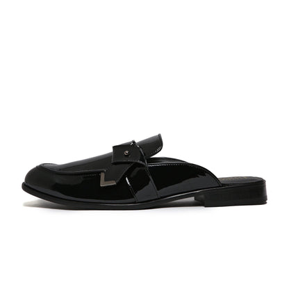 LUMBERG - PATENT BLACK SIDE LATCH MULE - By Lusso