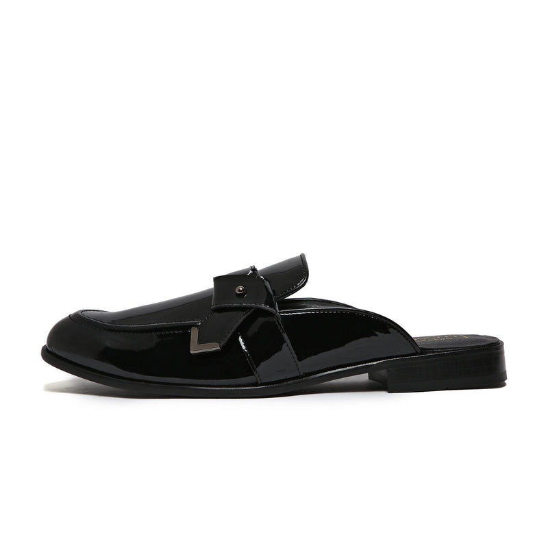 LUMBERG - PATENT BLACK SIDE LATCH MULE - By Lusso