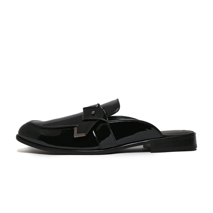 LUMBERG - PATENT BLACK SIDE LATCH MULE - By Lusso