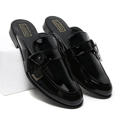 LUMBERG - PATENT BLACK SIDE LATCH MULE - By Lusso
