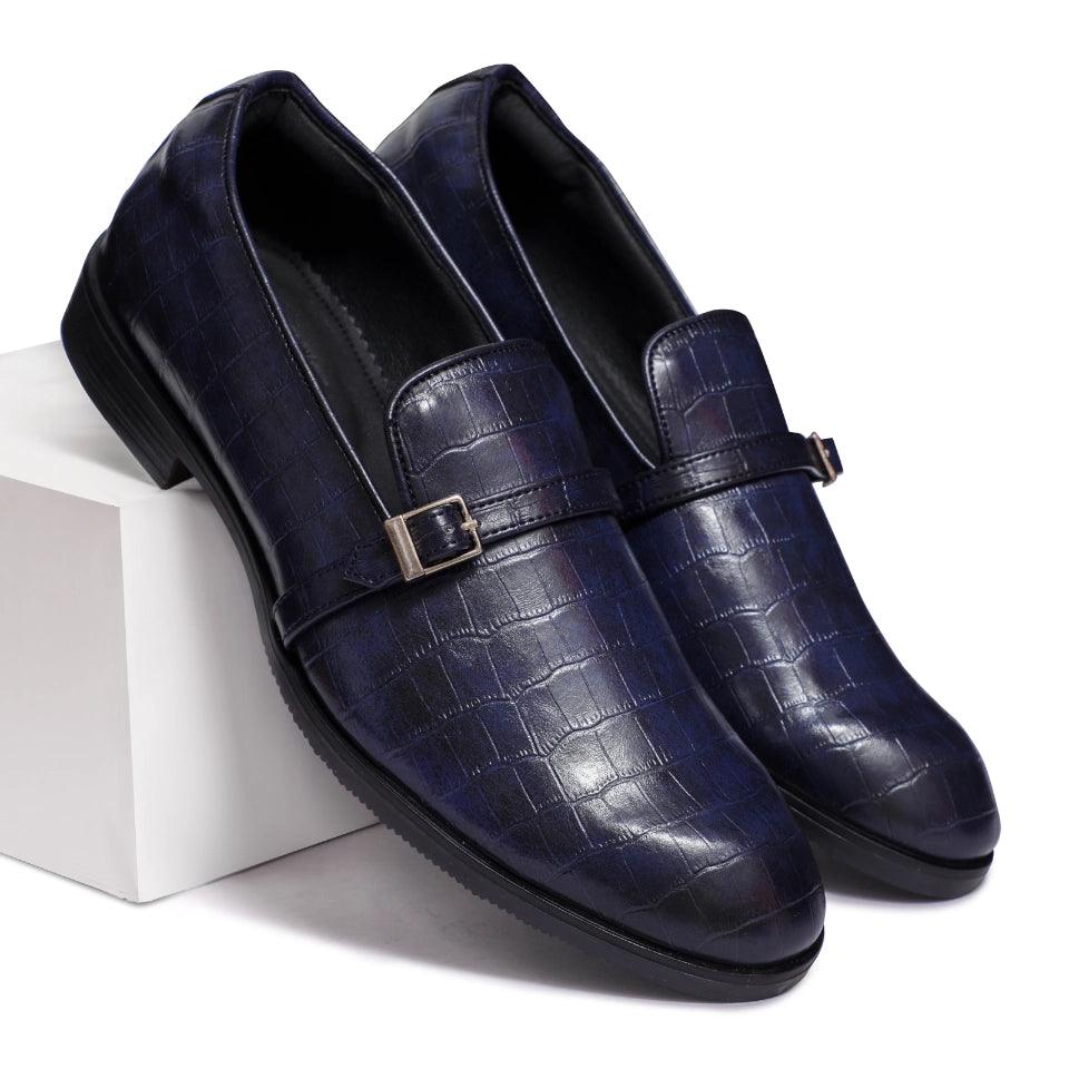Morris- Blue Croco Belt Slipon - By Lusso