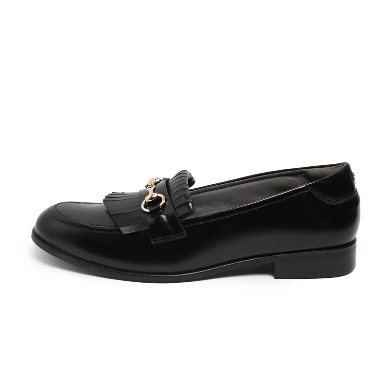 GUSTOSO BLACK | HORSEBIT FRINGE SLIP-ON - By Lusso