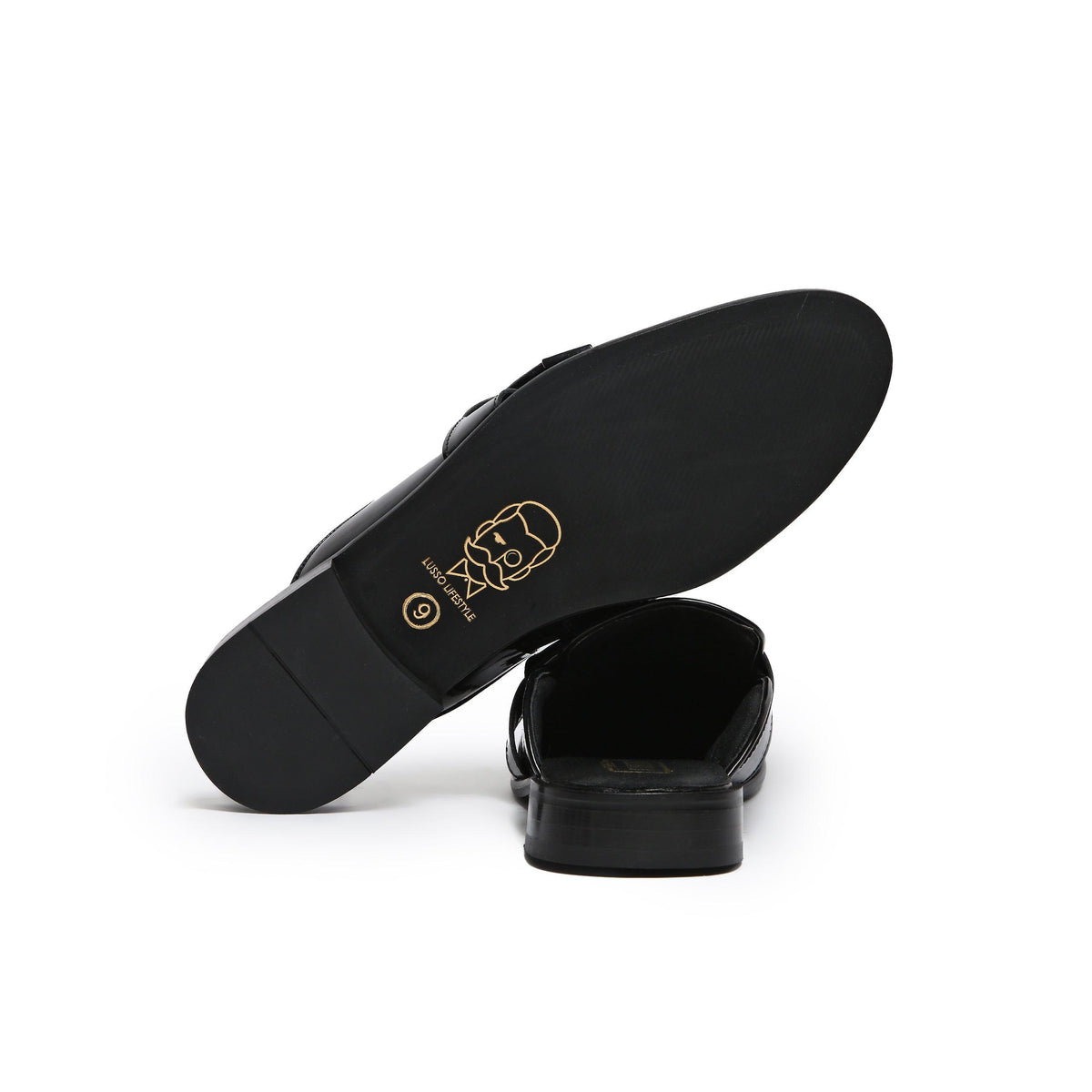 LUMBERG - PATENT BLACK SIDE LATCH MULE - By Lusso
