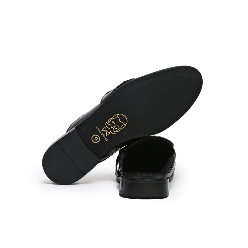 LUMBERG - PATENT BLACK SIDE LATCH MULE - By Lusso