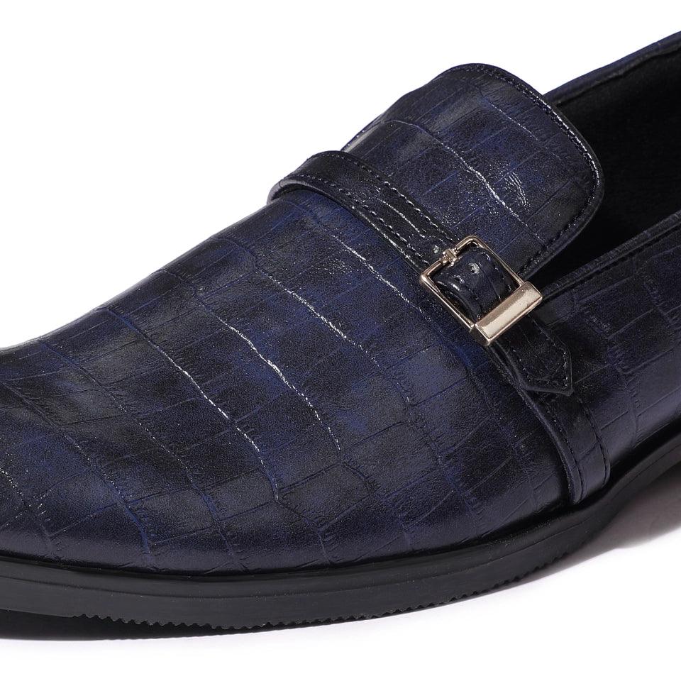 Morris- Blue Croco Belt Slipon - By Lusso
