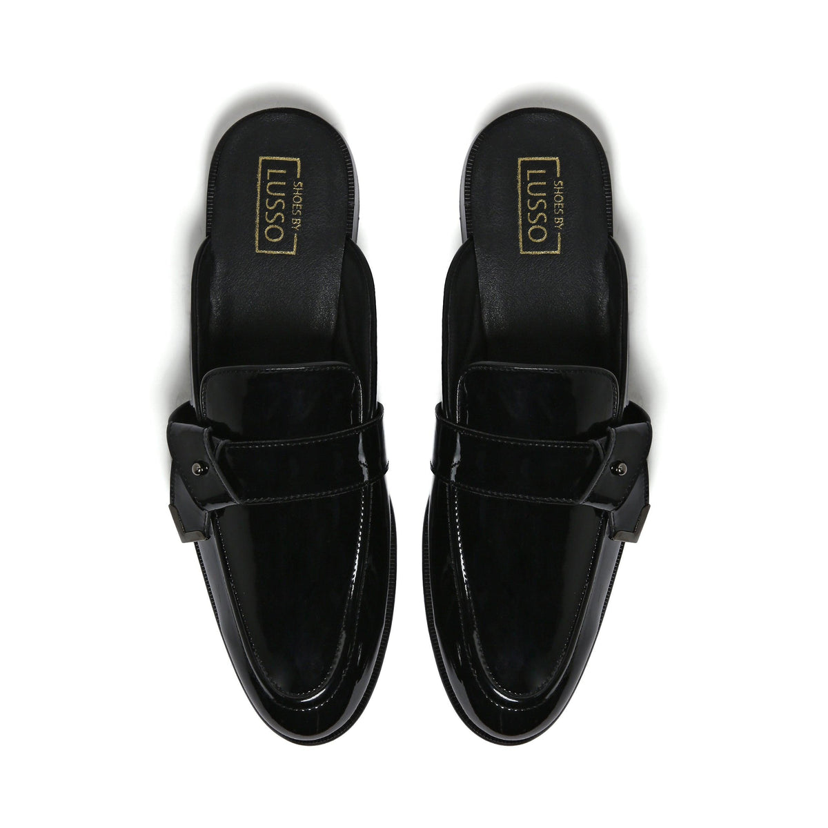 LUMBERG - PATENT BLACK SIDE LATCH MULE - By Lusso