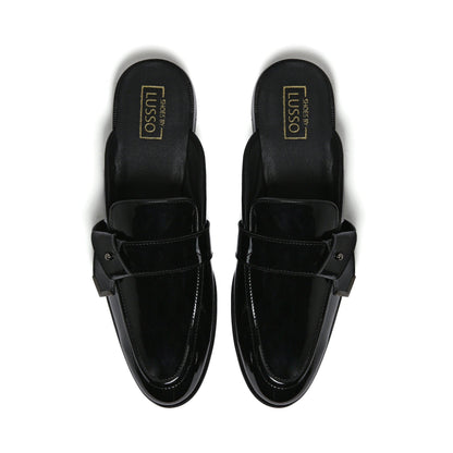 LUMBERG - PATENT BLACK SIDE LATCH MULE - By Lusso