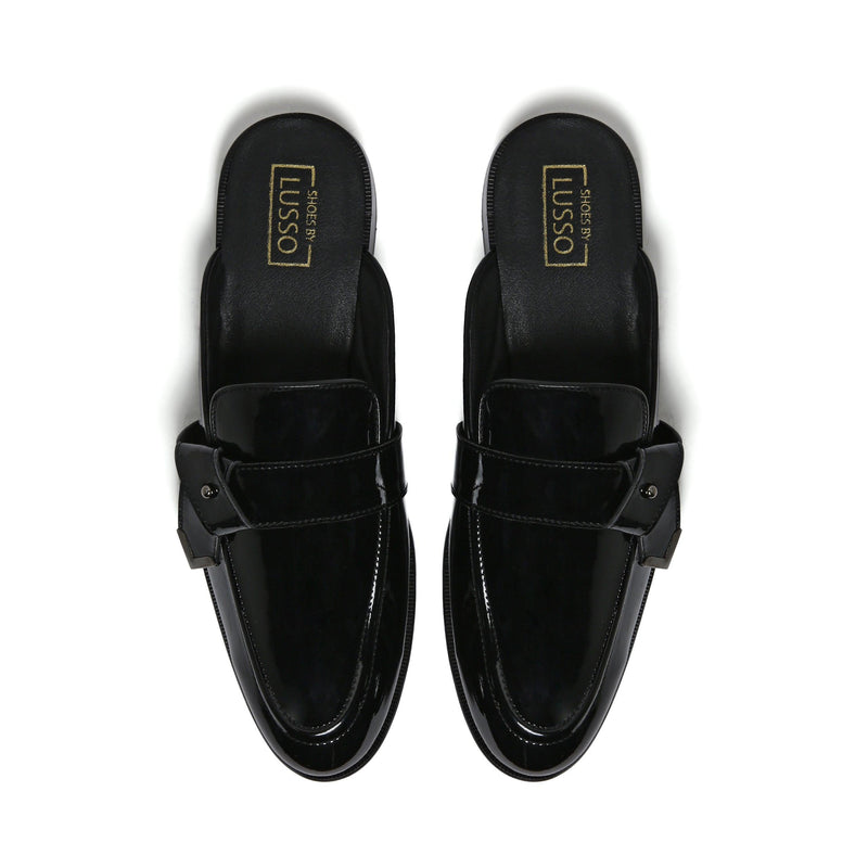 LUMBERG - PATENT BLACK SIDE LATCH MULE - By Lusso