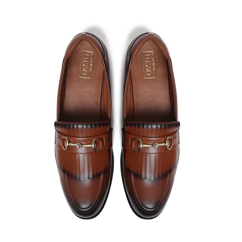 GUSTOSO LIGHT TAN | GOLDEN HORSEBIT FRINGE SLIP-ON - By Lusso