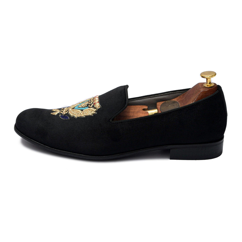 BARONE | BLACK VELVET ZARDOSI SLIP-ON - By Lusso