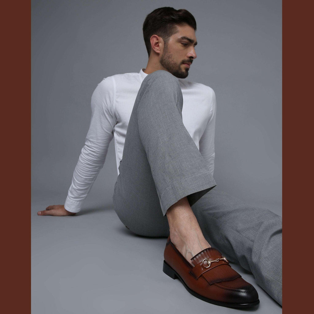 GUSTOSO LIGHT TAN | GOLDEN HORSEBIT FRINGE SLIP-ON - By Lusso