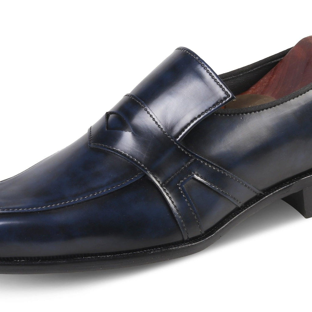HUDSON - BLUE BRUSHOFF SLIP-ON - By Lusso